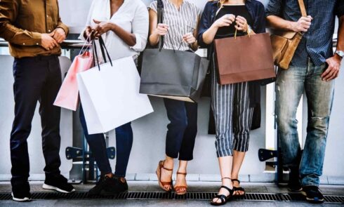 Group of people with shopping bags